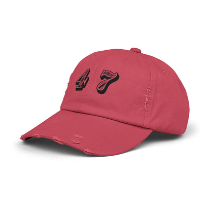 47, Fourty-Seven, Four Seven, Casual Distressed Cap - Trendy Unisex Hat for Everyday Style, Perfect Gift, Holidays, Patriotic Events