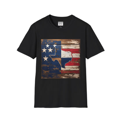Texas Vintage Flag Unisex T-Shirt - Softstyle Tee, Americana Apparel, Casual Outfit, Gift for Texans, 4th of July Celebration
