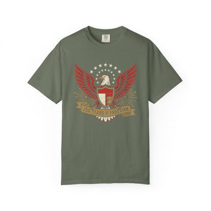 Eagle Crest '250 Years of Freedom'  | Patriotic Eagle USA 1776–2026 Dark Vintage T-Shirt