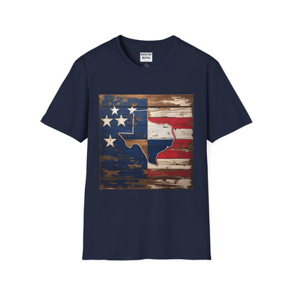 Texas Vintage Flag Unisex T-Shirt - Softstyle Tee, Americana Apparel, Casual Outfit, Gift for Texans, 4th of July Celebration