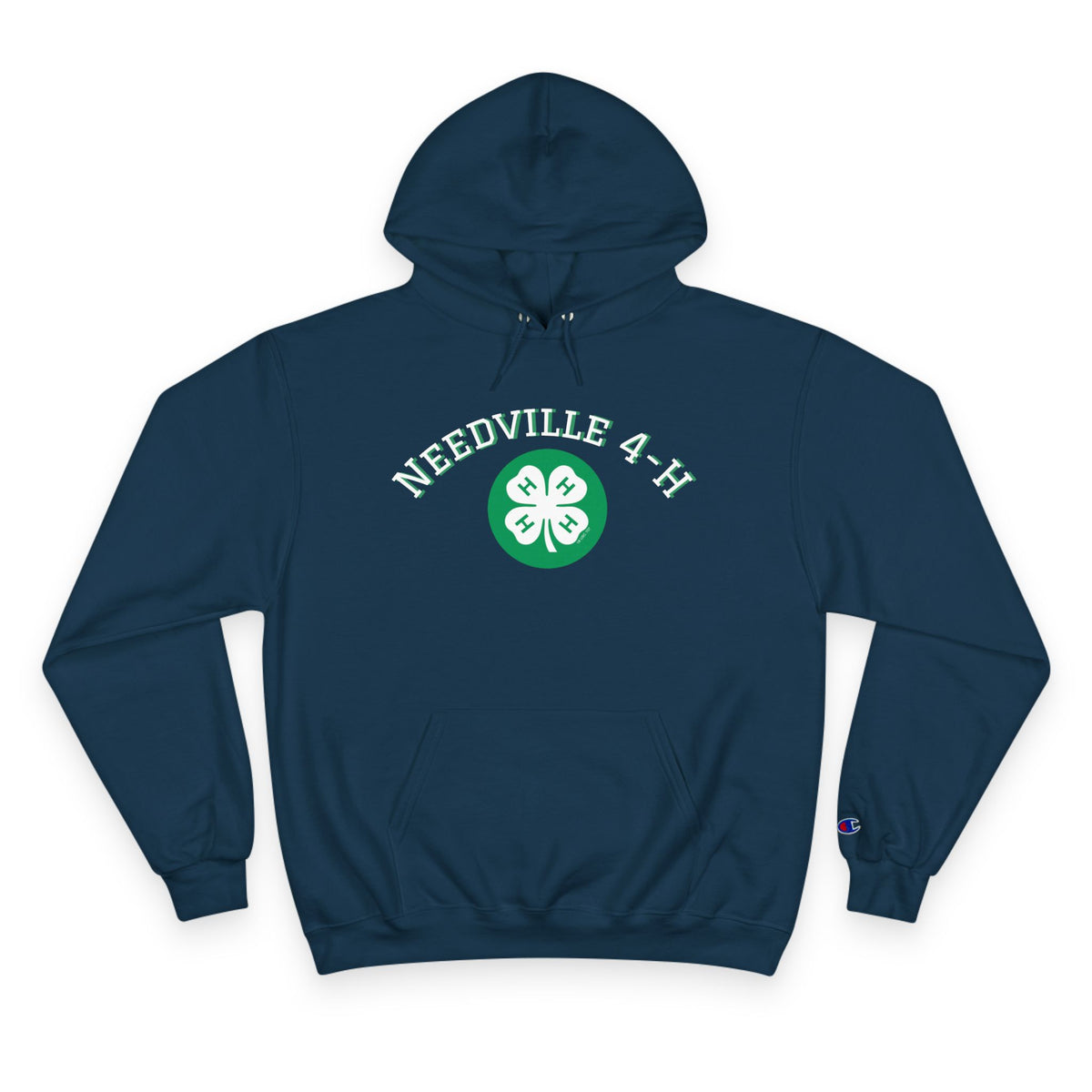 Needville 4-H Clover Champion Hoodie | White, Green 4-H Club Logo