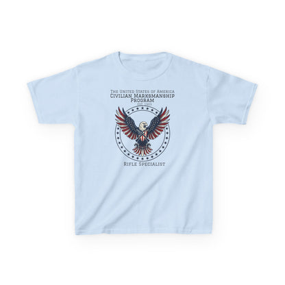 Kids American Eagle Marksmanship T‑Shirt — Civilian Marksmanship Program Rifle Specialist Tee