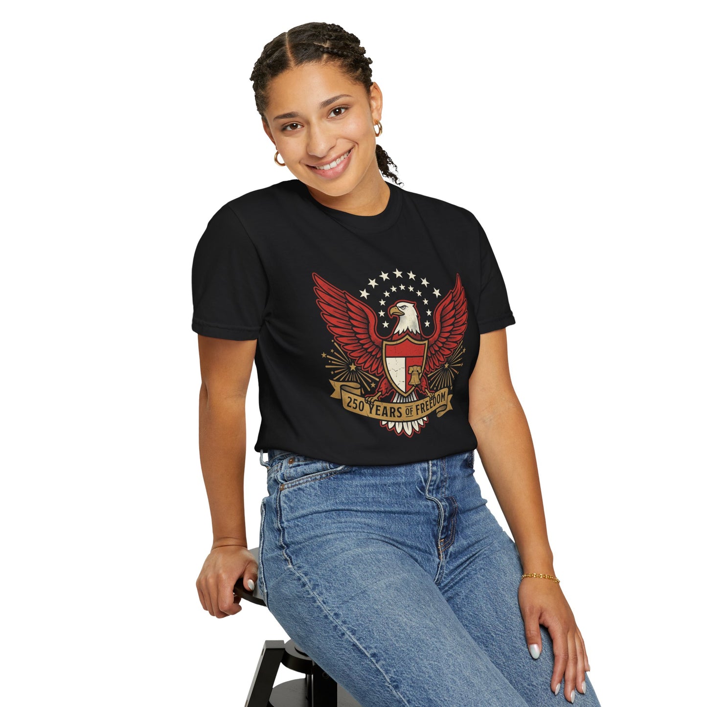 Eagle Crest '250 Years of Freedom'  | Patriotic Eagle USA 1776–2026 Dark Vintage T-Shirt