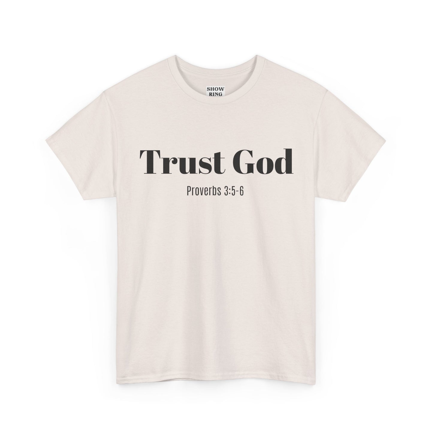Trust God Unisex Heavy Cotton Tee – Proverbs 3:5-6 Bible Verse Shirt for Youth Groups, Christian Gifts