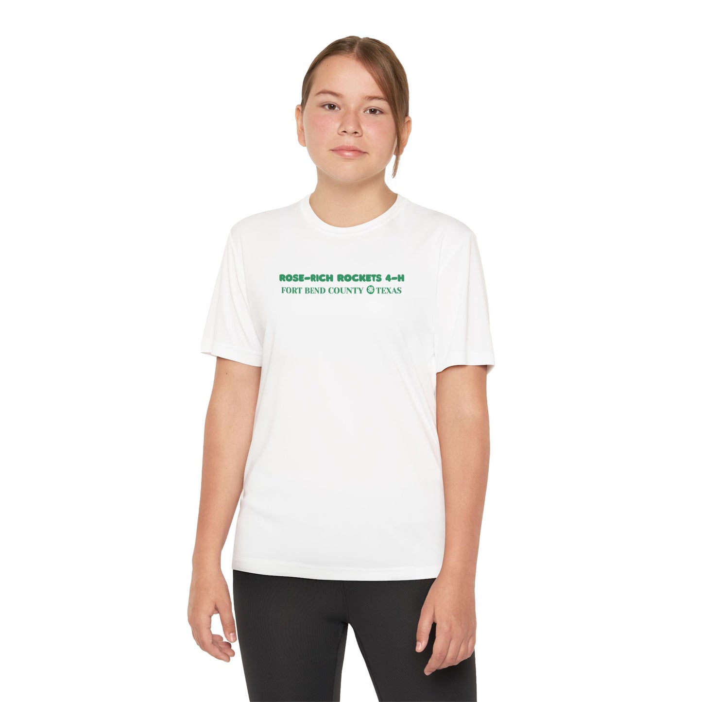 Youth Shirt, Rose-Rich 4-H Rocketry Club, Moisture Wicking, Safety Colors Available