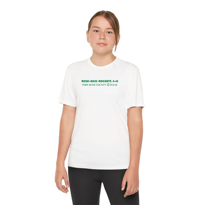 Youth Shirt, Rose-Rich 4-H Rocketry Club, Moisture Wicking, Safety Colors Available