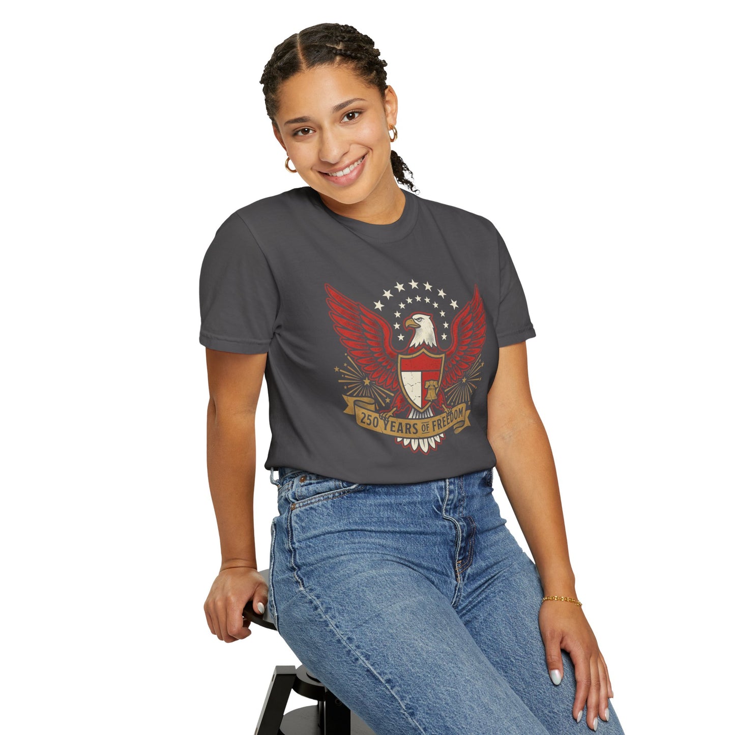 Eagle Crest '250 Years of Freedom'  | Patriotic Eagle USA 1776–2026 Dark Vintage T-Shirt
