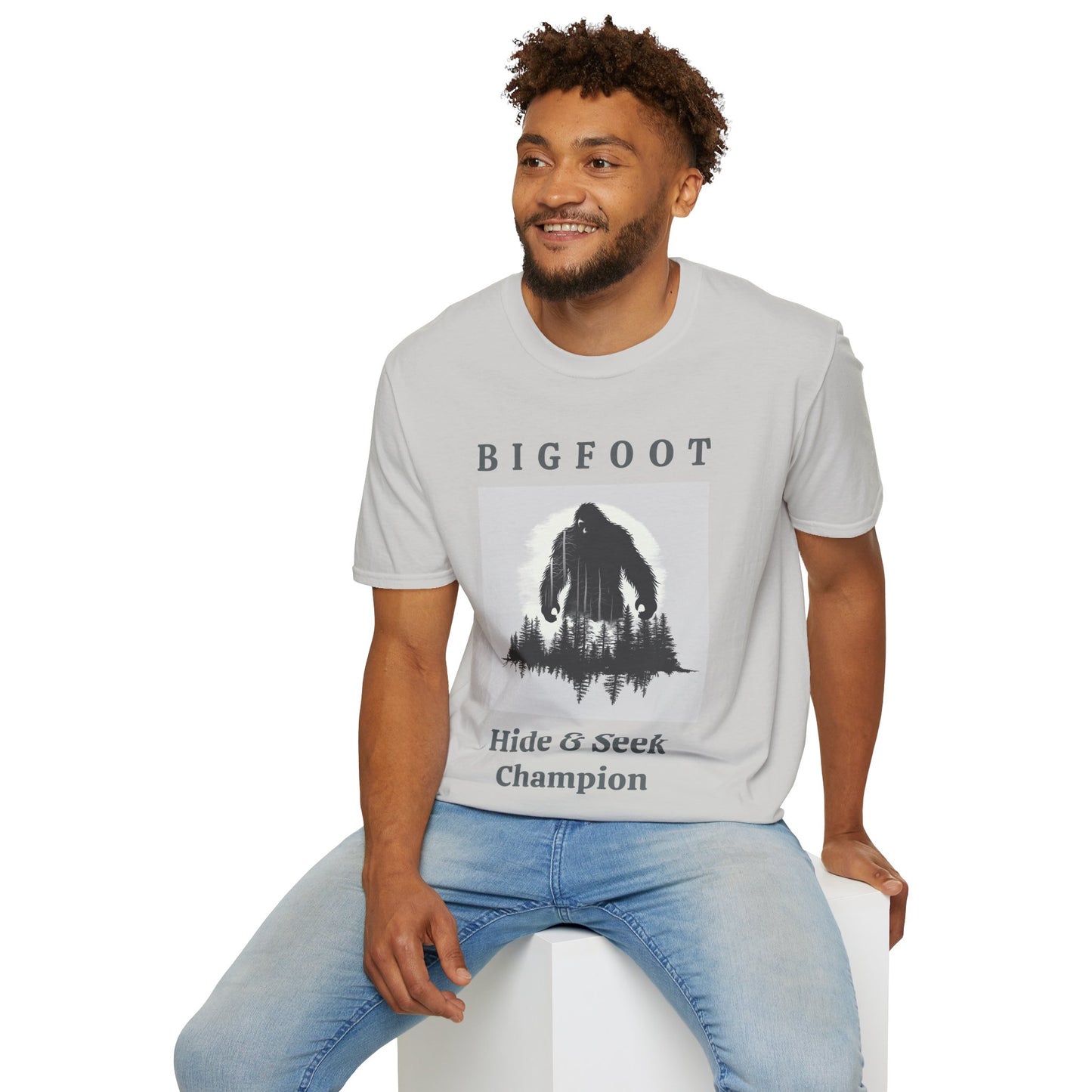 Bigfoot, Hide & Seek Champion - Unisex Softstyle T-Shirt for Men, Women & Children