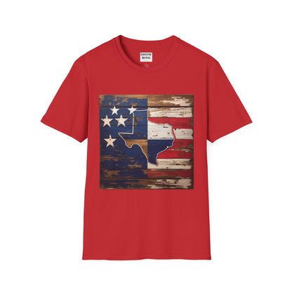 Texas Vintage Flag Unisex T-Shirt - Softstyle Tee, Americana Apparel, Casual Outfit, Gift for Texans, 4th of July Celebration
