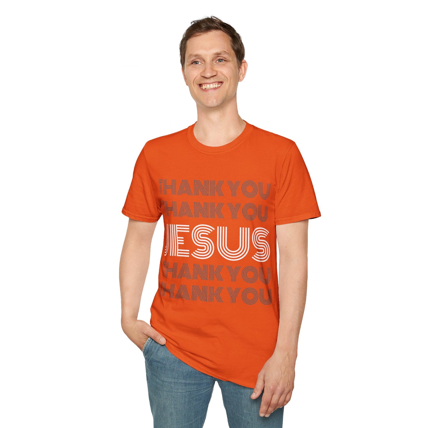 Thank You Jesus Christian Tee - Unisex Softstyle T-Shirt for Men, Women & Children