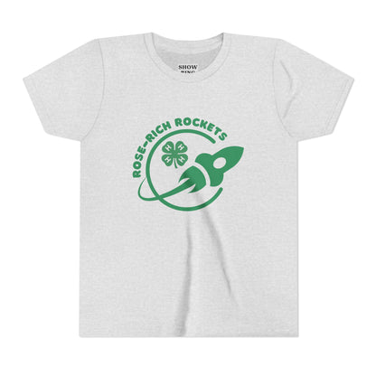 Youth Rose-Rich 4-H Rocketry Short Sleeve Tee, Cool Kids T-Shirt, Space Lover Gift, Vintage Rocket Tee, Fun Science Shirt, Youth Clothing