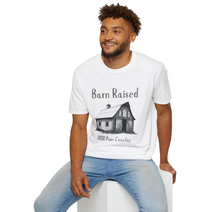 Barn Raised 100% Pure Country, Unisex Softstyle T-Shirt - Country Vibe, Farm Life, Casual Wear, Gift for Farmers, Rustic Style