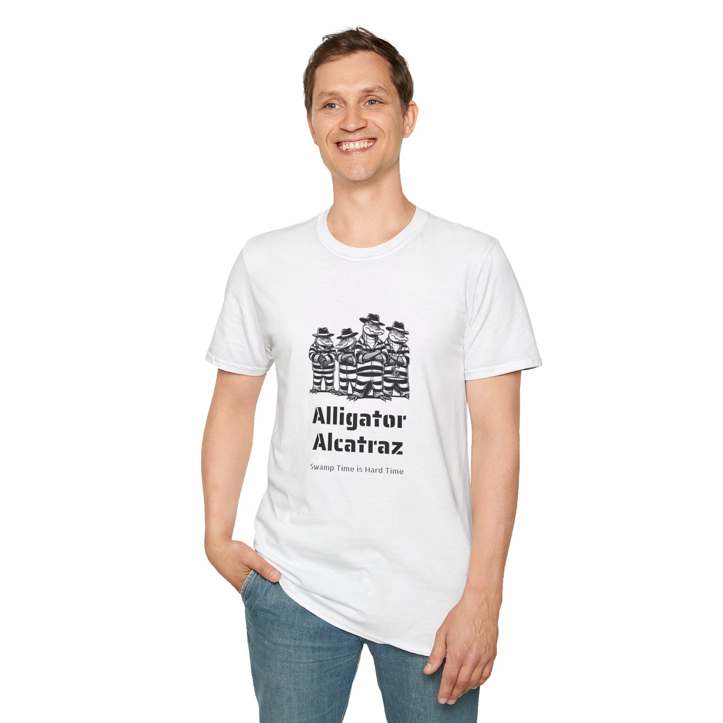 Alligator Alcatraz Swamp Time is Hard Time, Softstyle Shirt For Men, Women, Unisex, Short Sleeve, Motorcycle Riders