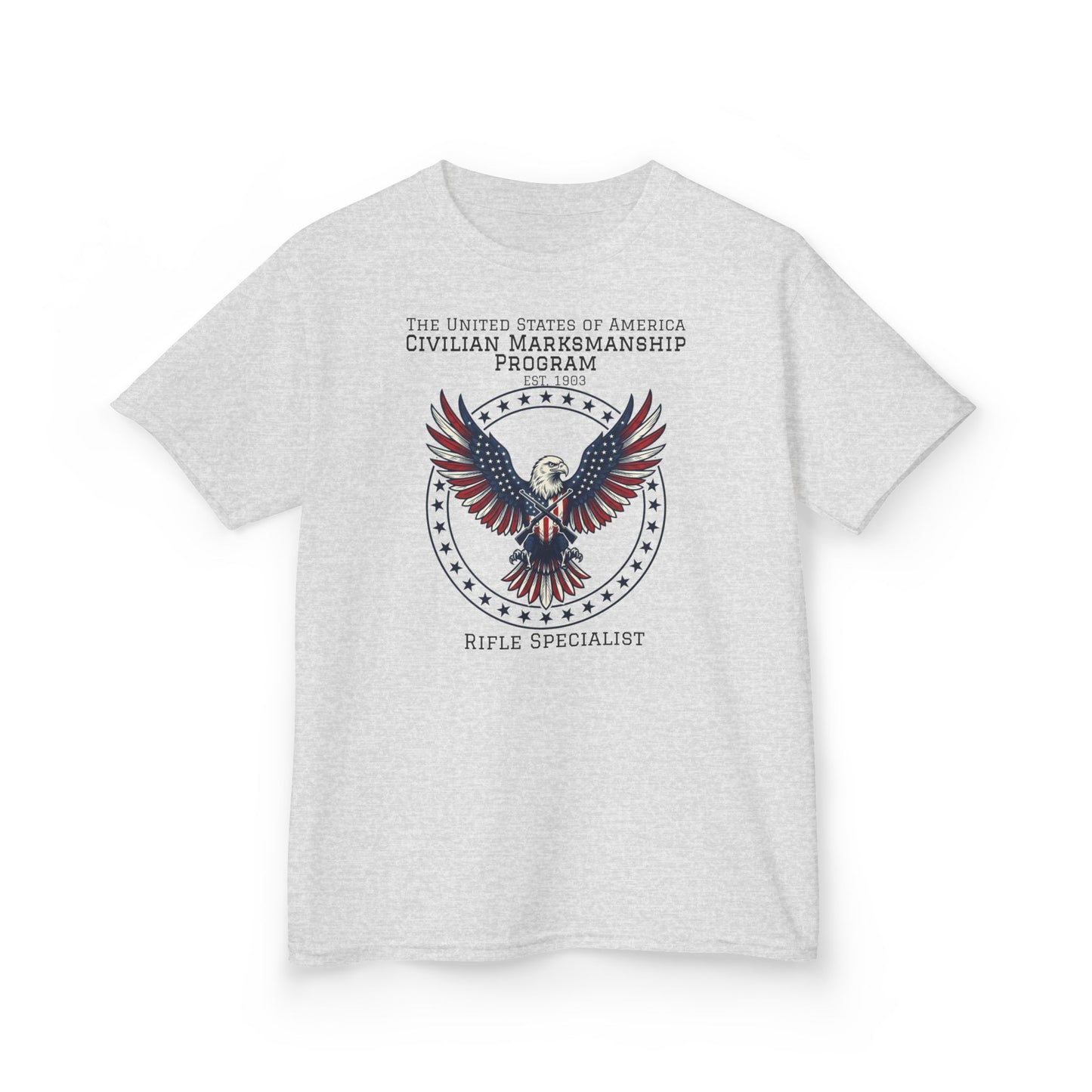 Kids American Eagle Marksmanship T‑Shirt — Civilian Marksmanship Program Rifle Specialist Tee