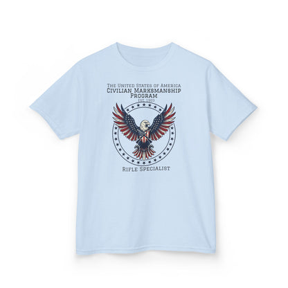 Kids American Eagle Marksmanship T‑Shirt — Civilian Marksmanship Program Rifle Specialist Tee