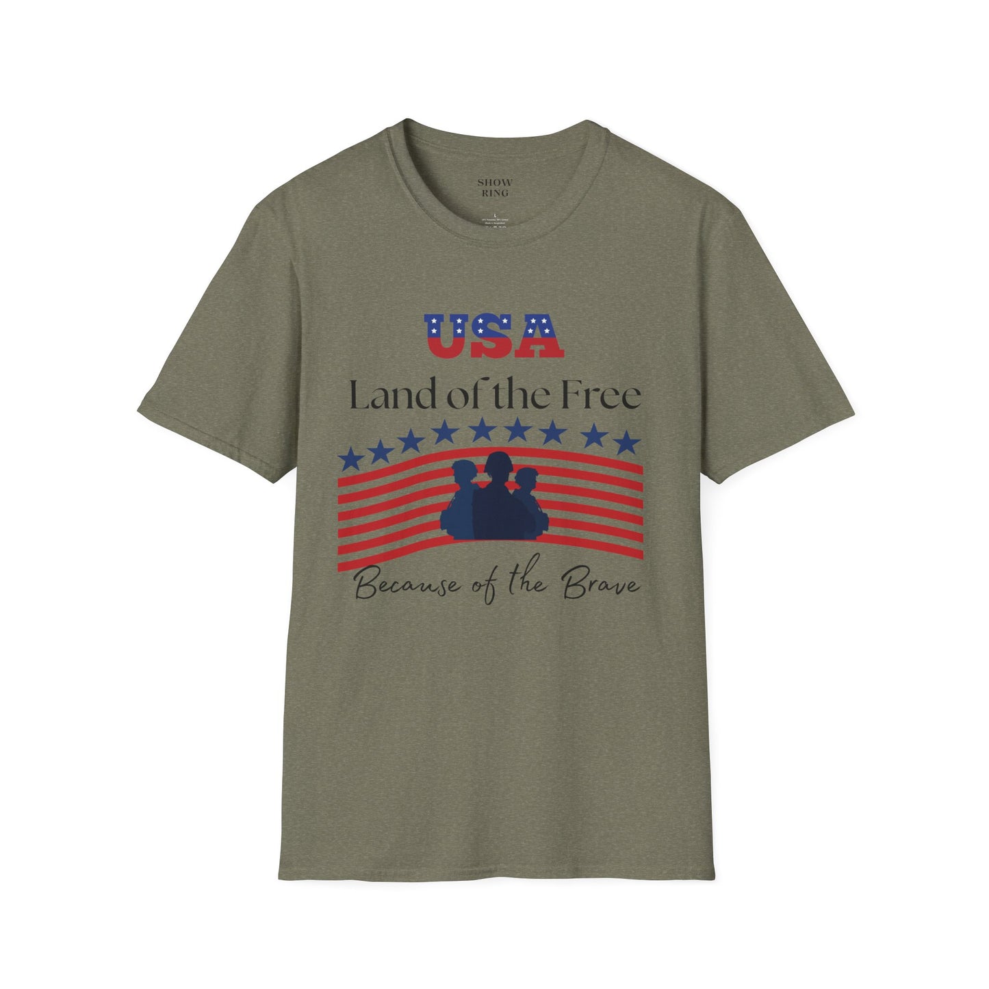 USA Land of the Free Because of the Brave T-Shirt, 4th of July Tee, Patriotic Unisex Shirt, Military Tribute Apparel, Independence Day Fashion