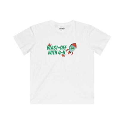 Youth / Kids Blast-Off with 4-H, 100% Cotton, Rocket Design, Space Theme Shirt