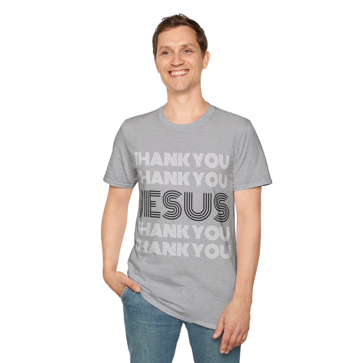 Thank You Jesus Christian Tee - Unisex Softstyle T-Shirt for Men, Women & Children