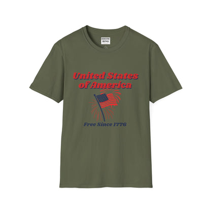 America:  Free Since 1776, Fourth of July Freedom T-Shirt, Unisex USA Tee, American Flag Shirt, Independence Day Outfit, Patriotic Gift, Summer Casual Wear