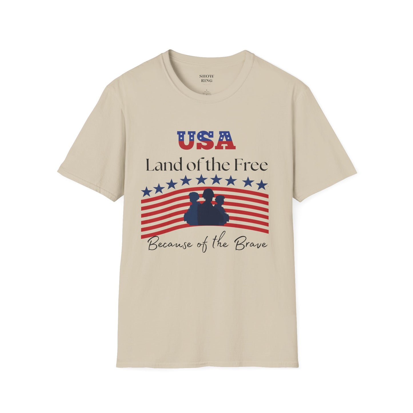 USA Land of the Free Because of the Brave T-Shirt, 4th of July Tee, Patriotic Unisex Shirt, Military Tribute Apparel, Independence Day Fashion