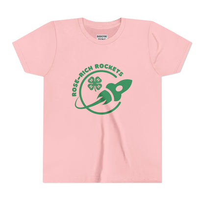 Youth Rose-Rich 4-H Rocketry Short Sleeve Tee, Cool Kids T-Shirt, Space Lover Gift, Vintage Rocket Tee, Fun Science Shirt, Youth Clothing