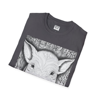 Adult Coloring Shirt Featuring Adorable Pig for 4-H and FFA - Unisex Softstyle T-Shirt for All Ages