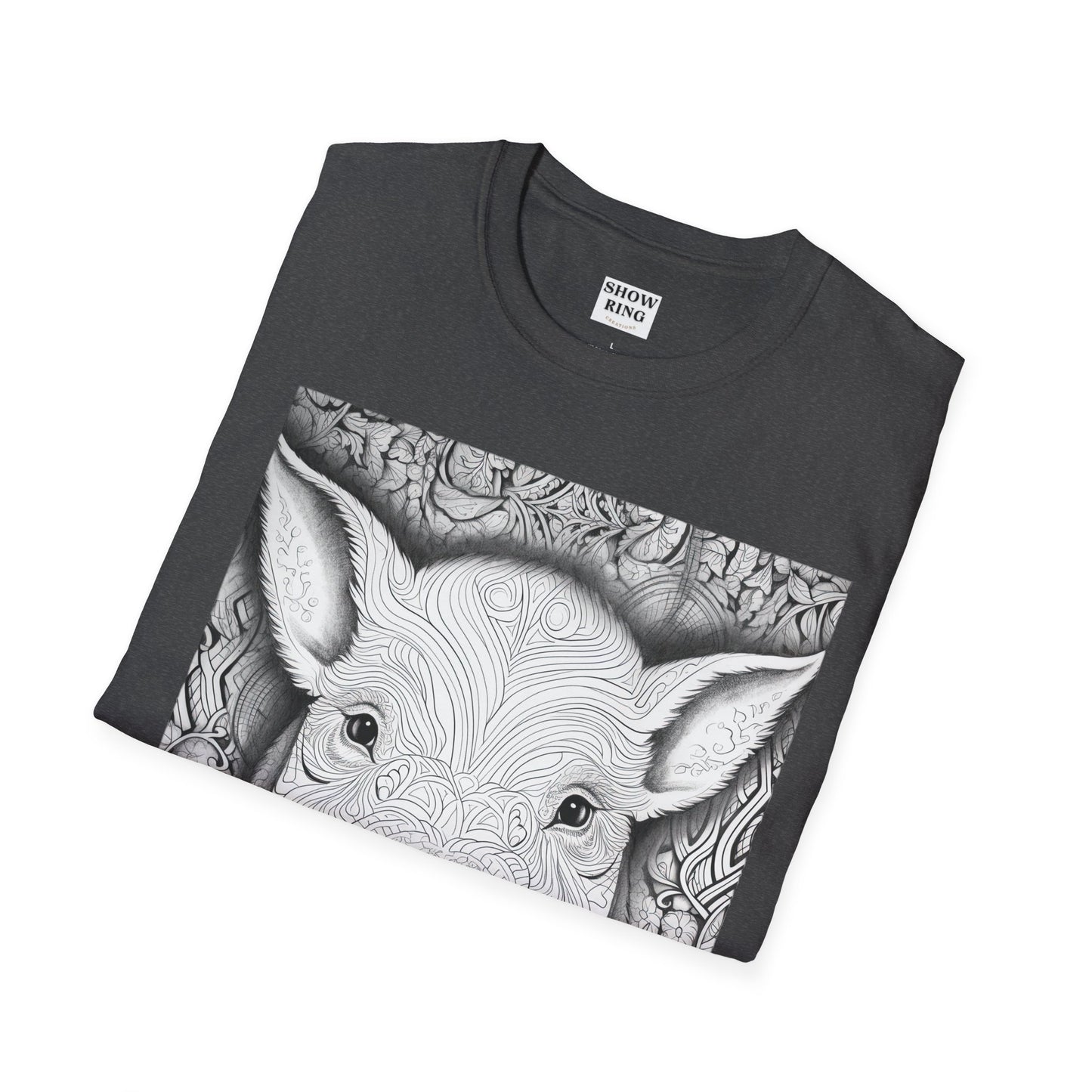 Adult Coloring Shirt Featuring Adorable Pig for 4-H and FFA - Unisex Softstyle T-Shirt for All Ages