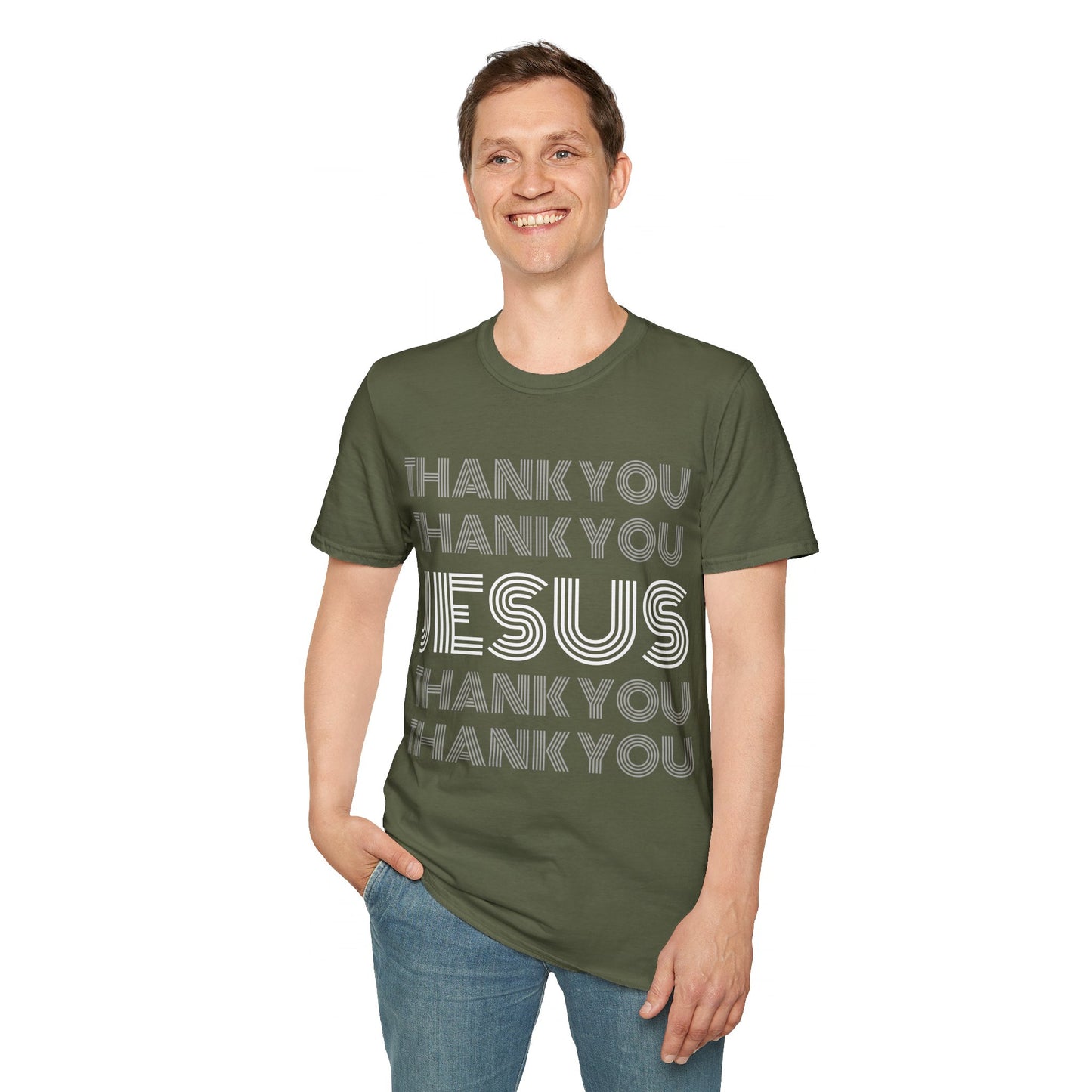 Thank You Jesus Christian Tee - Unisex Softstyle T-Shirt for Men, Women & Children