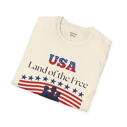 USA Land of the Free Because of the Brave T-Shirt, 4th of July Tee, Patriotic Unisex Shirt, Military Tribute Apparel, Independence Day Fashion