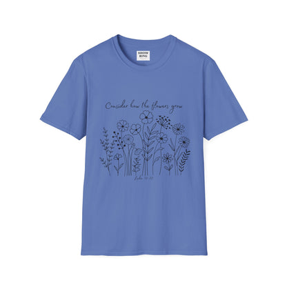 Floral Inspirational T-Shirt, Unisex Shirt, Casual Wear, Gift for Nature Lovers, Spring Fashion, Everyday Comfort Bible Verse Scripture Tee