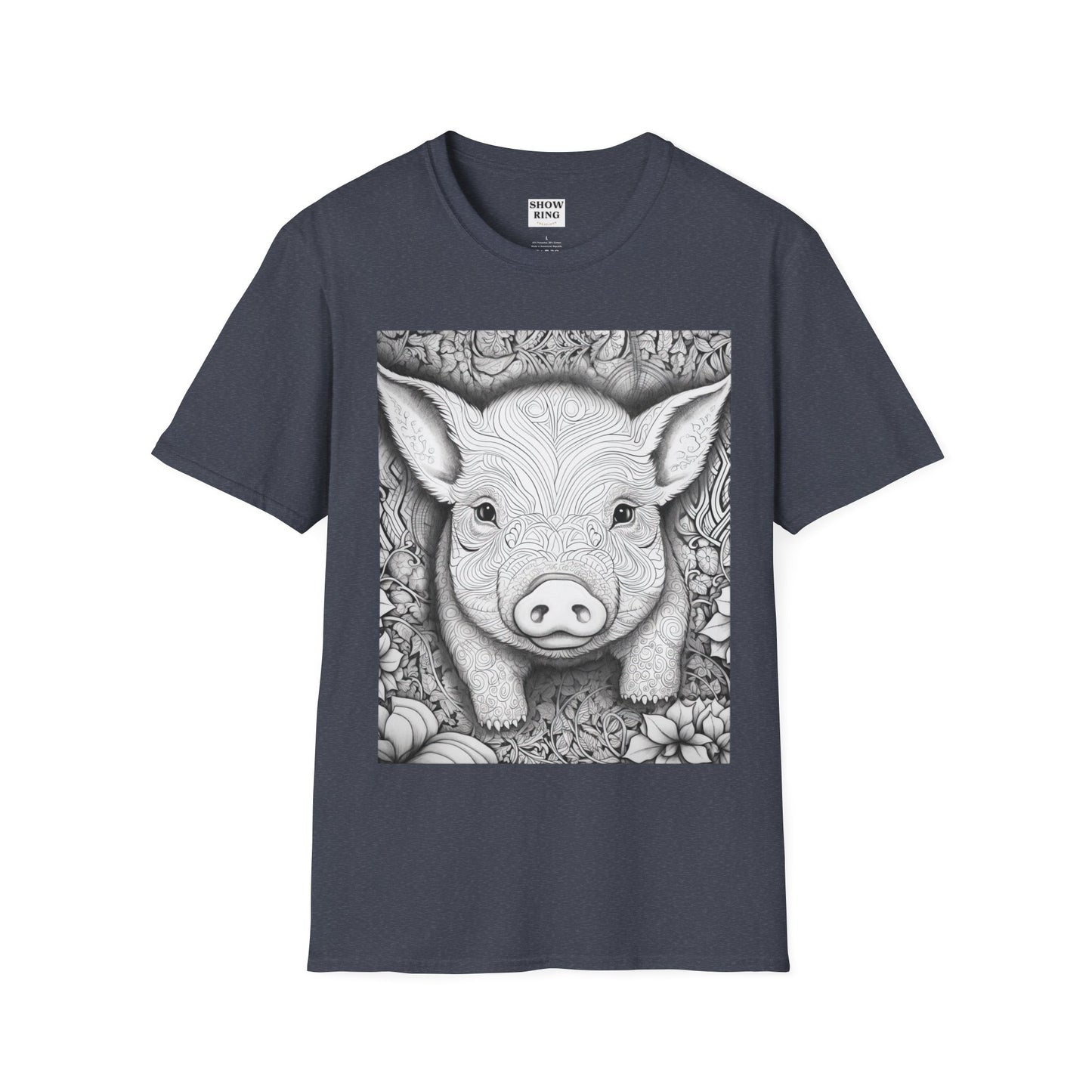 Adult Coloring Shirt Featuring Adorable Pig for 4-H and FFA - Unisex Softstyle T-Shirt for All Ages