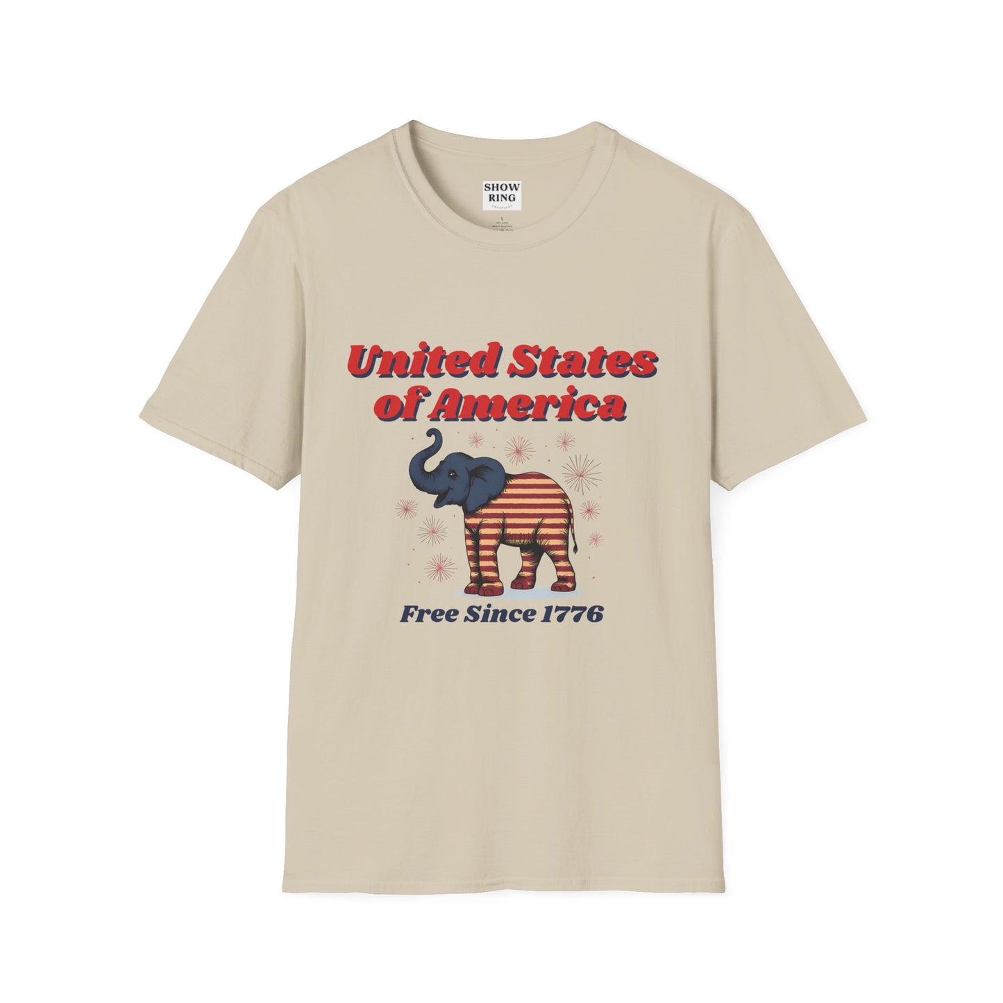 Patriotic Elephant T-Shirt, Free Since 1776, USA Pride Tee, Casual Independence Day Shirt, Vintage Style US Pride Apparel, Gift for Elephant Lovers