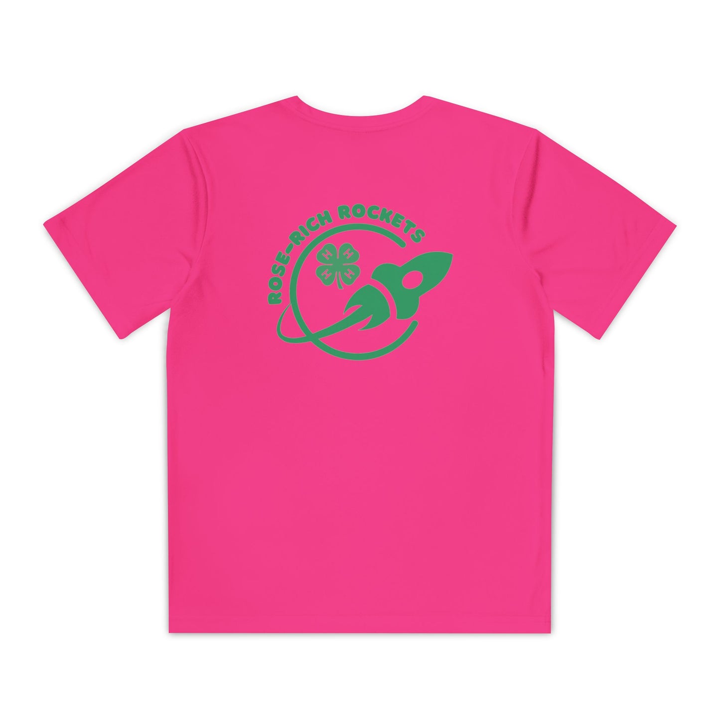Youth Shirt, Rose-Rich 4-H Rocketry Club, Moisture Wicking, Safety Colors Available