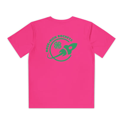 Youth Shirt, Rose-Rich 4-H Rocketry Club, Moisture Wicking, Safety Colors Available