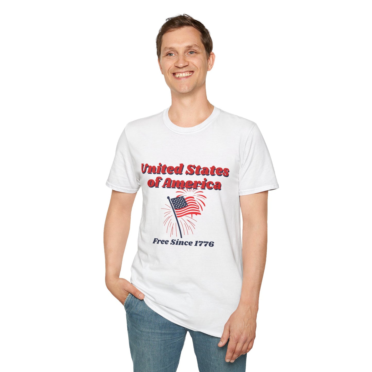 America:  Free Since 1776, Fourth of July Freedom T-Shirt, Unisex USA Tee, American Flag Shirt, Independence Day Outfit, Patriotic Gift, Summer Casual Wear