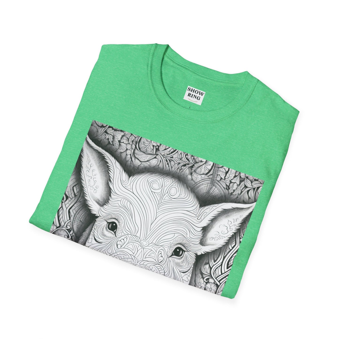 Adult Coloring Shirt Featuring Adorable Pig for 4-H and FFA - Unisex Softstyle T-Shirt for All Ages