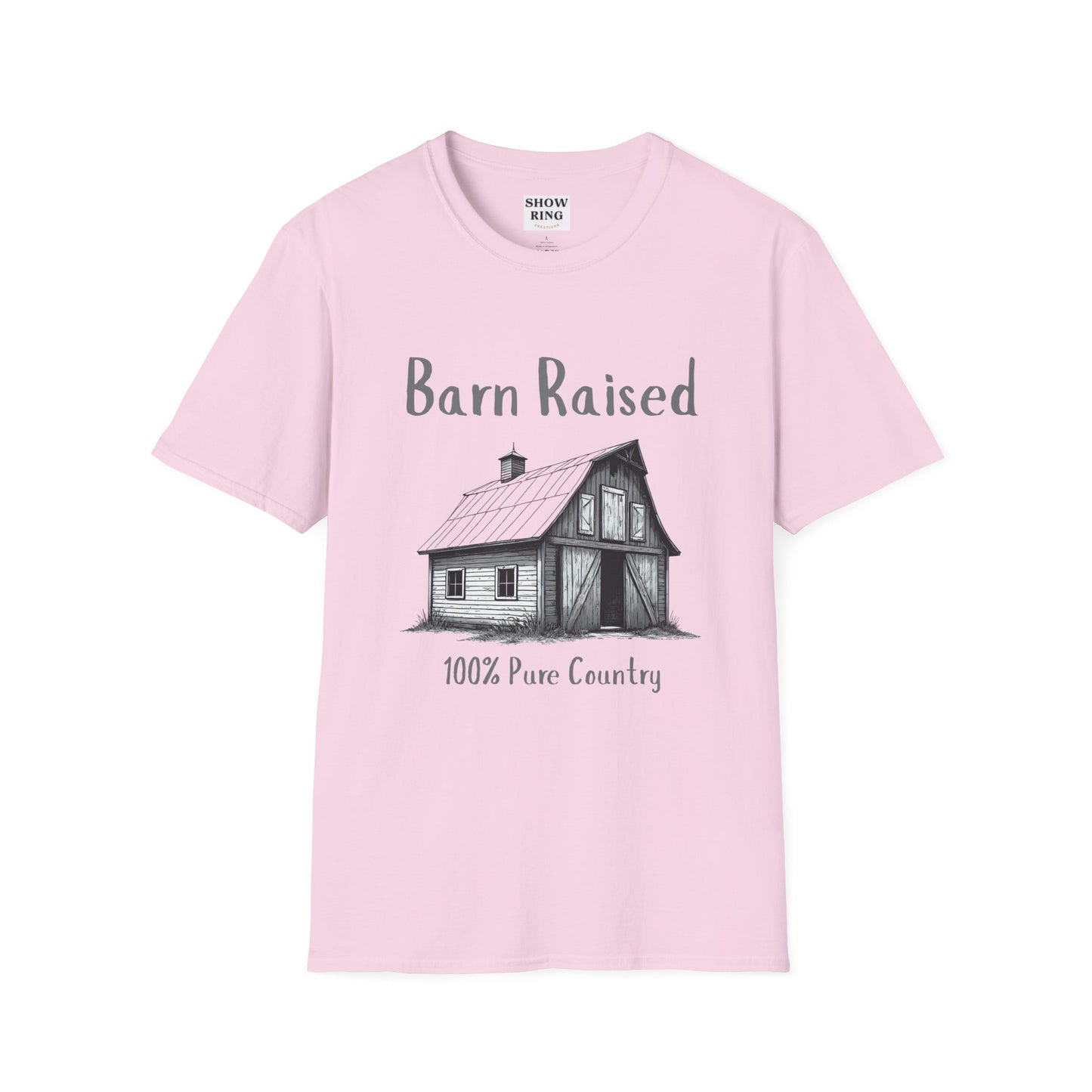 Barn Raised 100% Pure Country, Unisex Softstyle T-Shirt - Country Vibe, Farm Life, Casual Wear, Gift for Farmers, Rustic Style