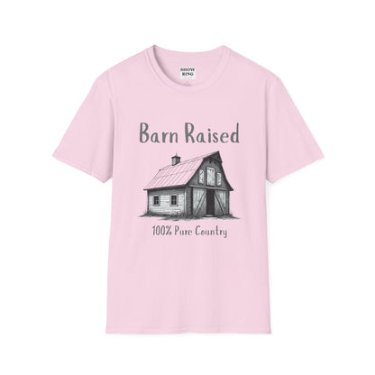 Barn Raised 100% Pure Country, Unisex Softstyle T-Shirt - Country Vibe, Farm Life, Casual Wear, Gift for Farmers, Rustic Style