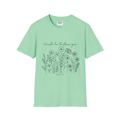 Floral Inspirational T-Shirt, Unisex Shirt, Casual Wear, Gift for Nature Lovers, Spring Fashion, Everyday Comfort Bible Verse Scripture Tee