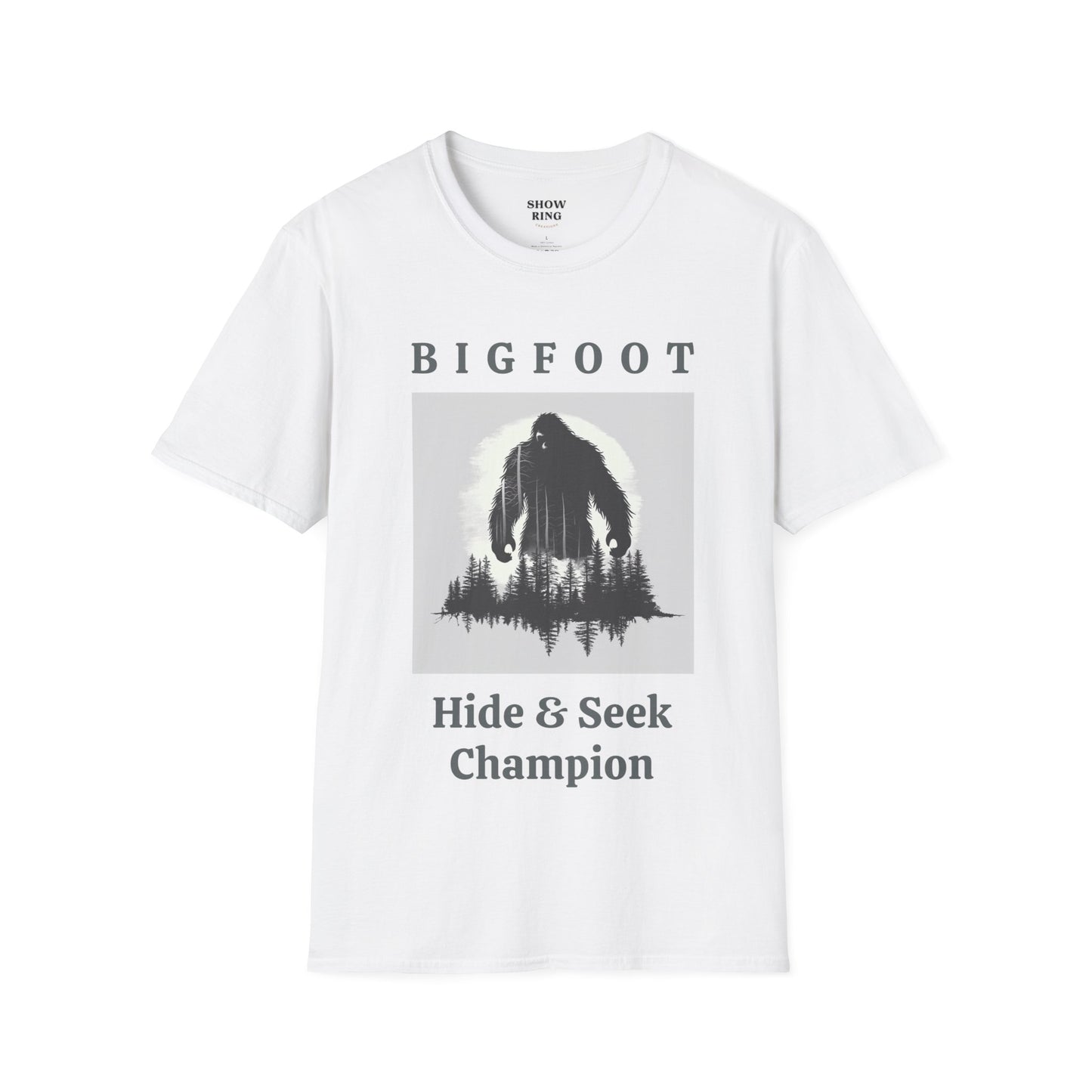 Bigfoot, Hide & Seek Champion - Unisex Softstyle T-Shirt for Men, Women & Children