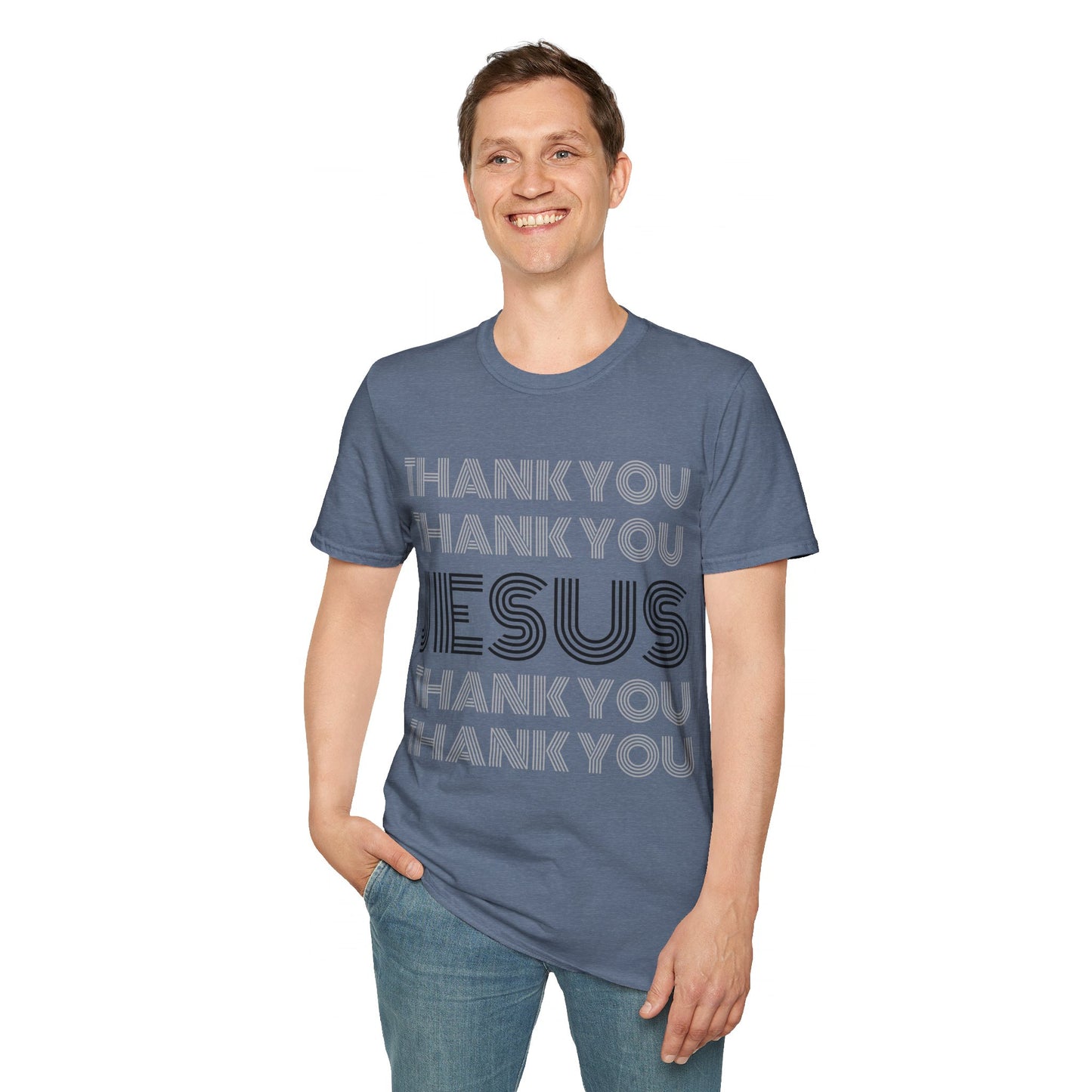 Thank You Jesus Christian Tee - Unisex Softstyle T-Shirt for Men, Women & Children