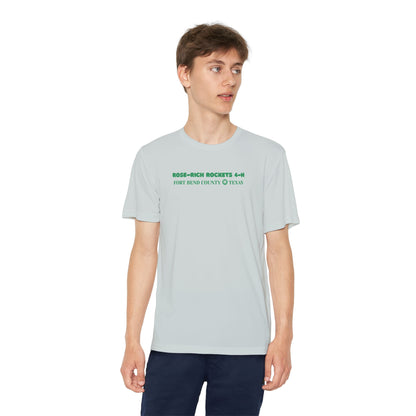Youth Shirt, Rose-Rich 4-H Rocketry Club, Moisture Wicking, Safety Colors Available