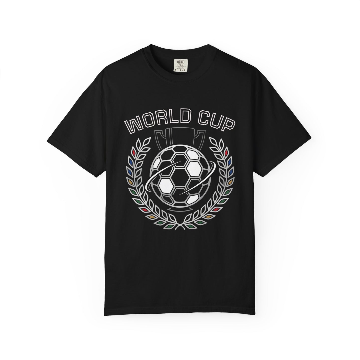 Soccer Ball World Cup Laurel Crest T-Shirt | Athletic Logo Tee For Soccer and Football Fans