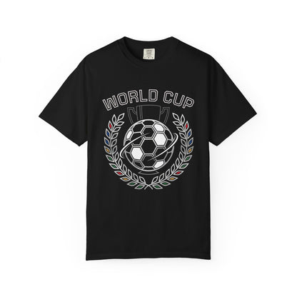 Soccer Ball World Cup Laurel Crest T-Shirt | Athletic Logo Tee For Soccer and Football Fans