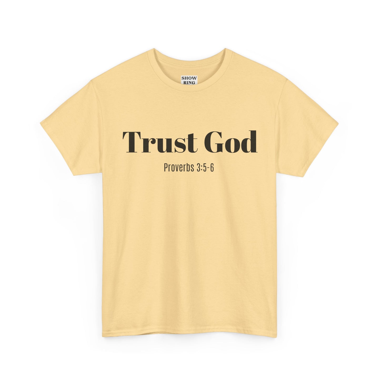 Trust God Unisex Heavy Cotton Tee – Proverbs 3:5-6 Bible Verse Shirt for Youth Groups, Christian Gifts