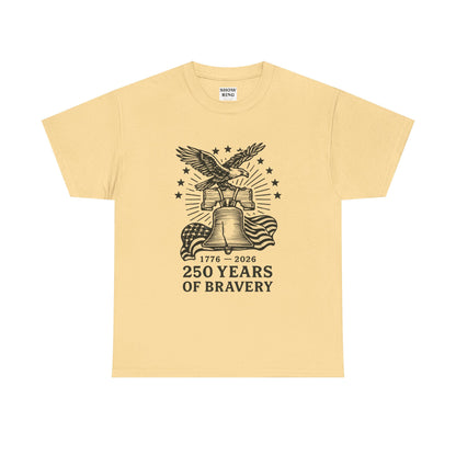 Liberty Bell With Eagle 250 Years of Bravery Tee — 1776–2026 Patriotic Eagle & Flag Shirt