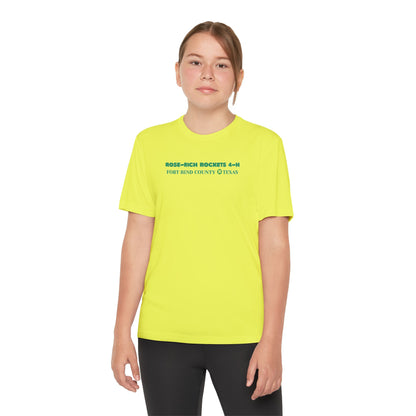 Youth Shirt, Rose-Rich 4-H Rocketry Club, Moisture Wicking, Safety Colors Available