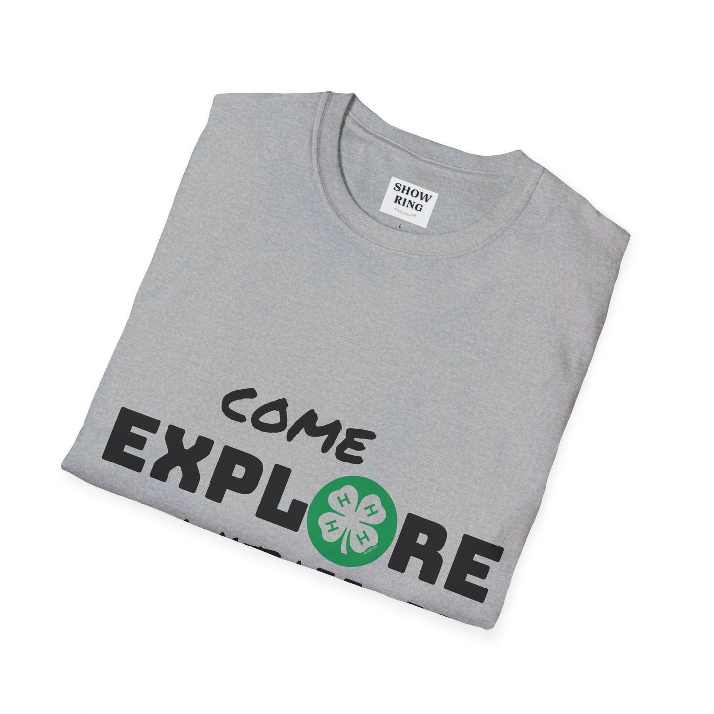 Come Explore With 4-H: Unisex Softstyle T-Shirt for Men, Women & Youth