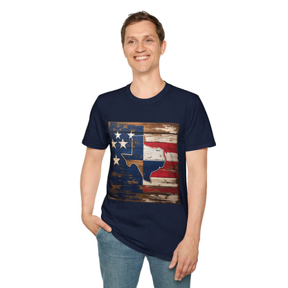 Texas Vintage Flag Unisex T-Shirt - Softstyle Tee, Americana Apparel, Casual Outfit, Gift for Texans, 4th of July Celebration