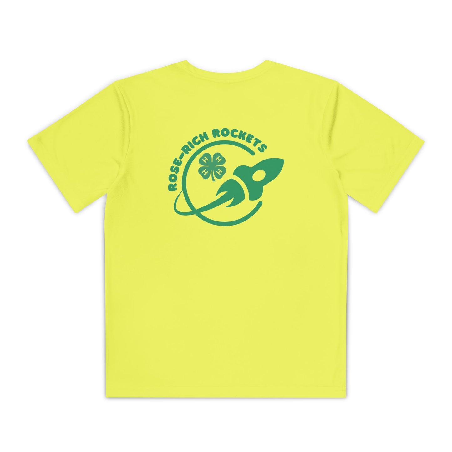 Youth Shirt, Rose-Rich 4-H Rocketry Club, Moisture Wicking, Safety Colors Available
